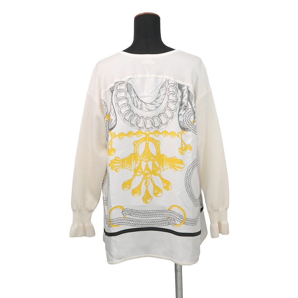 HERMES Blouse Palefroi Remix Size 34 Blanc NarkleH5H0628DLTL34 Silk100%