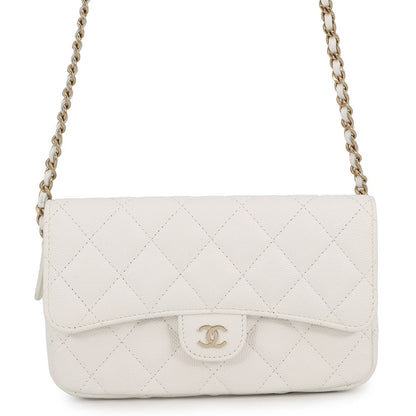CHANEL Chain Phone Case WhiteAP2096-B10583-10601 Caviar Leather