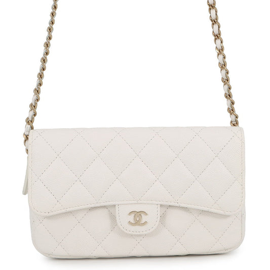 CHANEL Chain Phone Case WhiteAP2096-B10583-10601 Caviar Leather