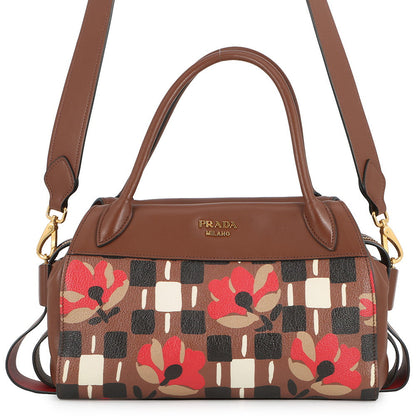 PRADA Bowling 2-way Handbag Brown/Multicolor1BB030 Leather PVC
