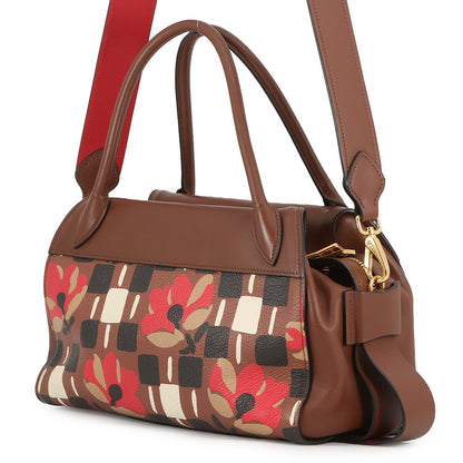 PRADA Bowling 2-way Handbag Brown/Multicolor1BB030 Leather PVC