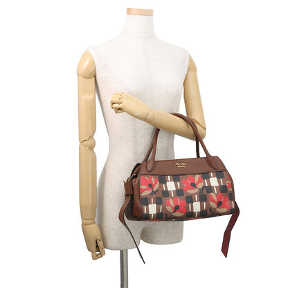PRADA Bowling 2-way Handbag Brown/Multicolor1BB030 Leather PVC