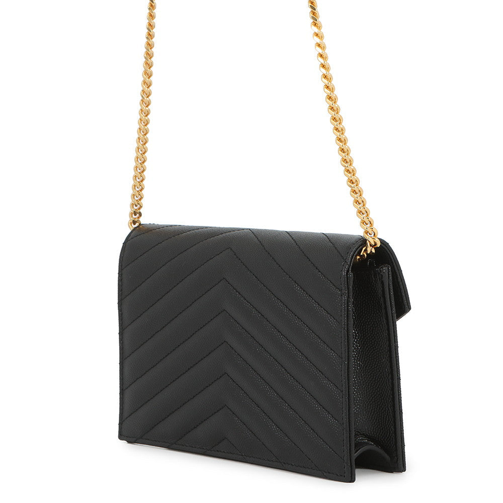 SAINT LAURENT PARIS Cassandra Envelope Chain Wallet Black393953BOW011000 Leather