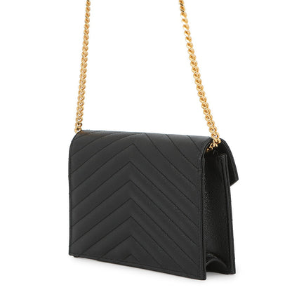 SAINT LAURENT PARIS Cassandra Envelope Chain Wallet Black393953BOW011000 Leather