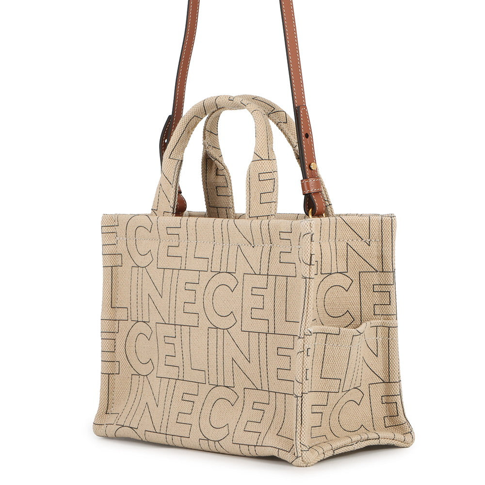 CELINE Triomphe Cabas Tice 2WAYBag Natural/Tan199162 Canvas Leather Size Small