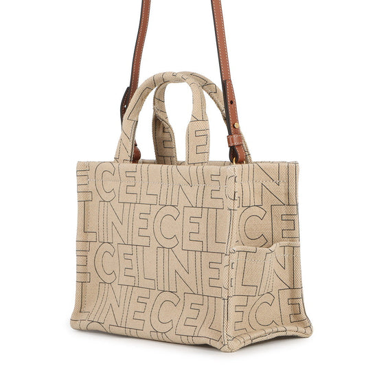 CELINE Triomphe Cabas Tice 2WAYBag Natural/Tan199162 Canvas Leather Size Small