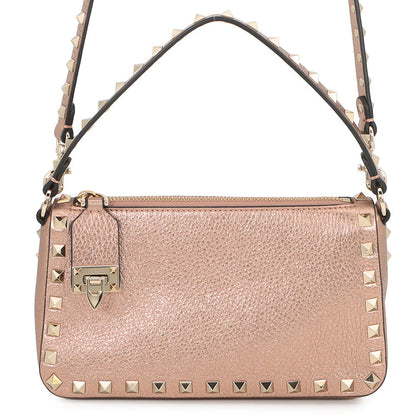 Valentino Garavani Rock Studded Handbag Baby Pink8W2B0J47FQE.GF9 Laminated Grained Calf Leather Size Small