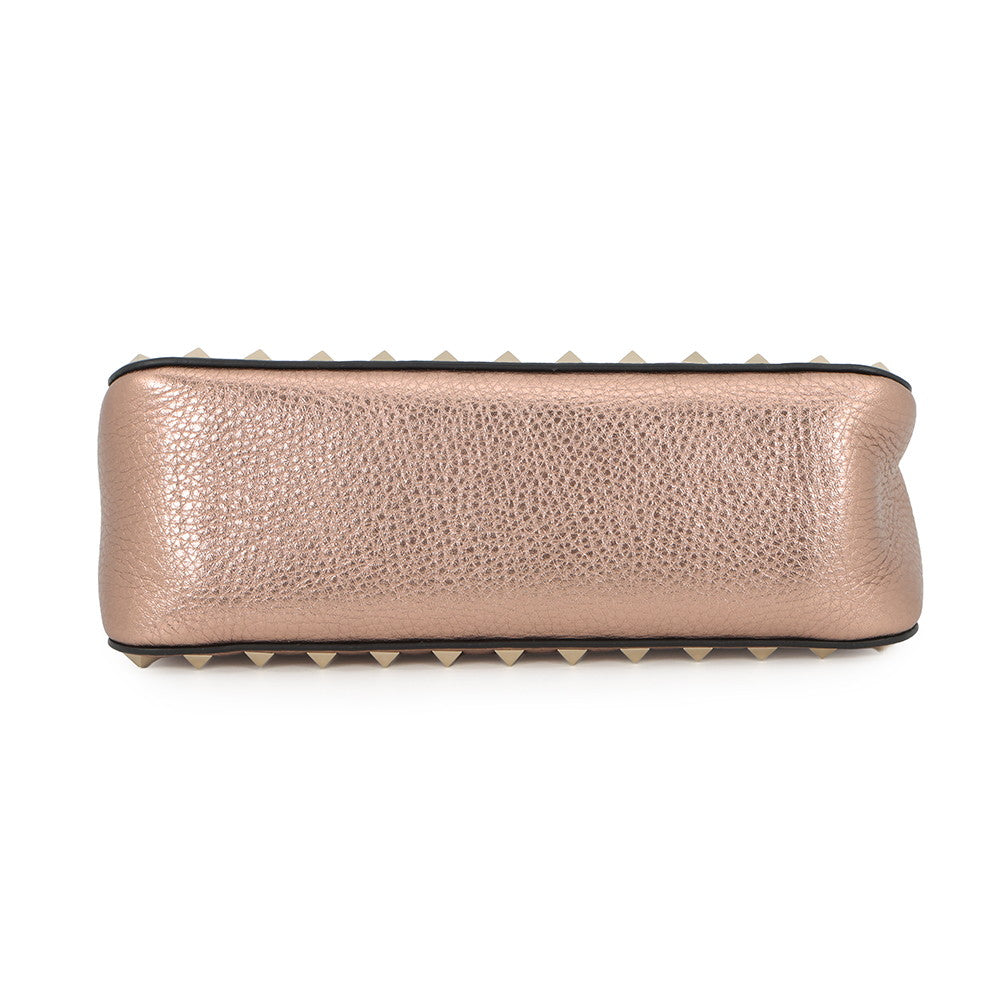 Valentino Garavani Rock Studded Handbag Baby Pink8W2B0J47FQE.GF9 Laminated Grained Calf Leather Size Small