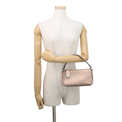 Valentino Garavani Rock Studded Handbag Baby Pink8W2B0J47FQE.GF9 Laminated Grained Calf Leather Size Small