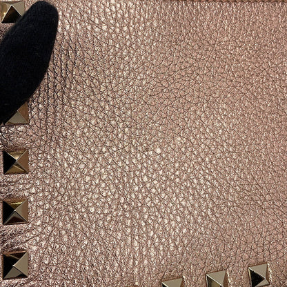Valentino Garavani Rock Studded Handbag Baby Pink8W2B0J47FQE.GF9 Laminated Grained Calf Leather Size Small
