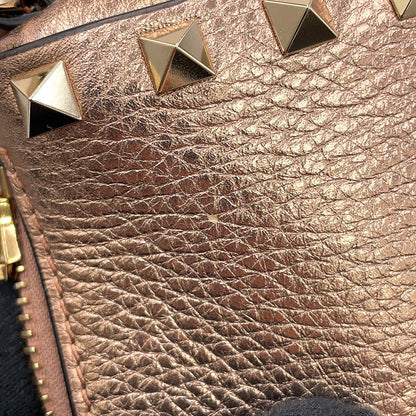 Valentino Garavani Rock Studded Handbag Baby Pink8W2B0J47FQE.GF9 Laminated Grained Calf Leather Size Small