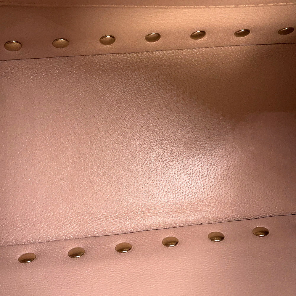 Valentino Garavani Rock Studded Handbag Baby Pink8W2B0J47FQE.GF9 Laminated Grained Calf Leather Size Small
