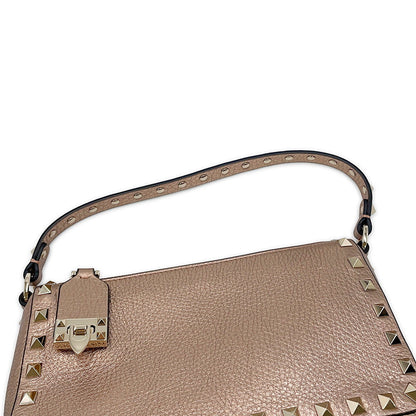 Valentino Garavani Rock Studded Handbag Baby Pink8W2B0J47FQE.GF9 Laminated Grained Calf Leather Size Small