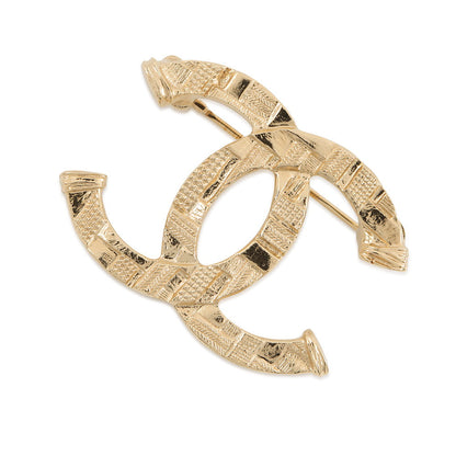 CHANEL CC Logo Tweed-style BroochABB103-B13473-NP955 Gold Plated