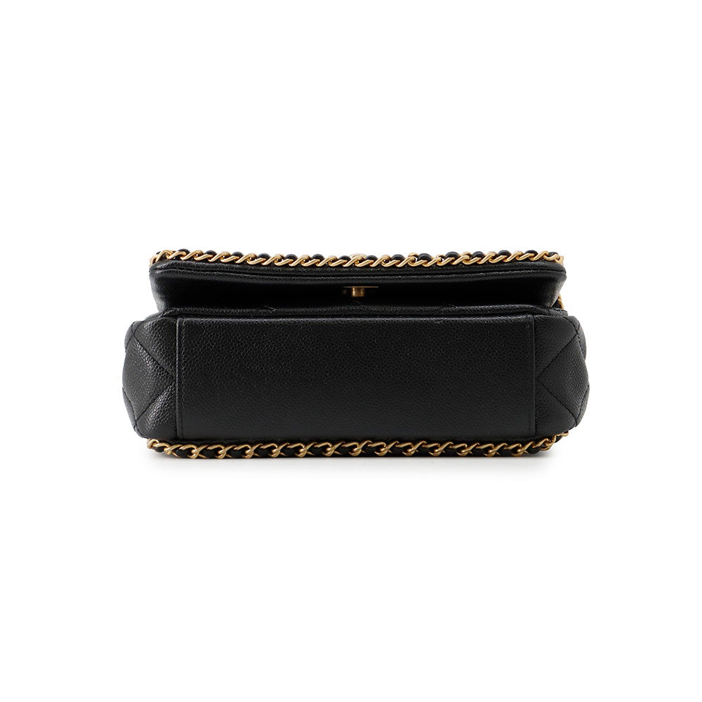 CHANEL Mini Matelasse ChainShoulder Bag BlackAS3467 Caviar Leather