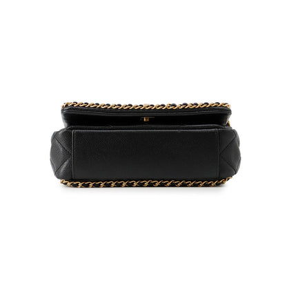 CHANEL Mini Matelasse ChainShoulder Bag BlackAS3467 Caviar Leather