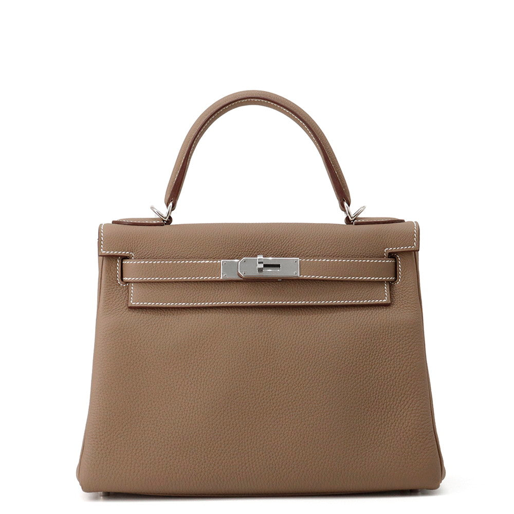 HERMES Kelly Retourne Etoupe Togo Leather Size 28