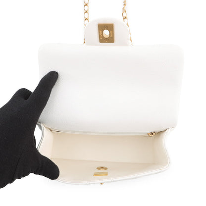 CHANEL Matelasse Top Handle ChainShoulder Bag WhiteAS5702-B21431-10601 Caviar Leather Size Small
