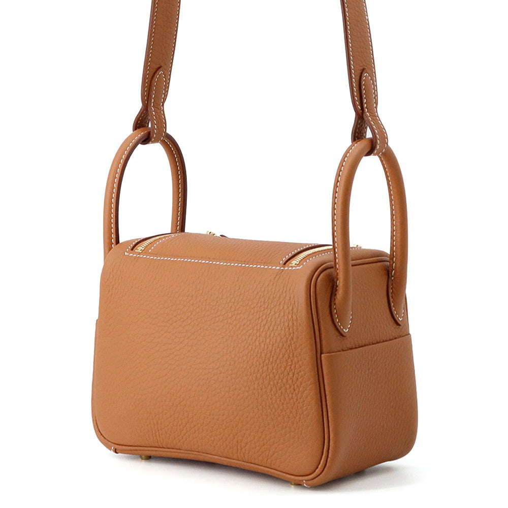 HERMES Lindy Gold Taurillon Clemence Size Mini