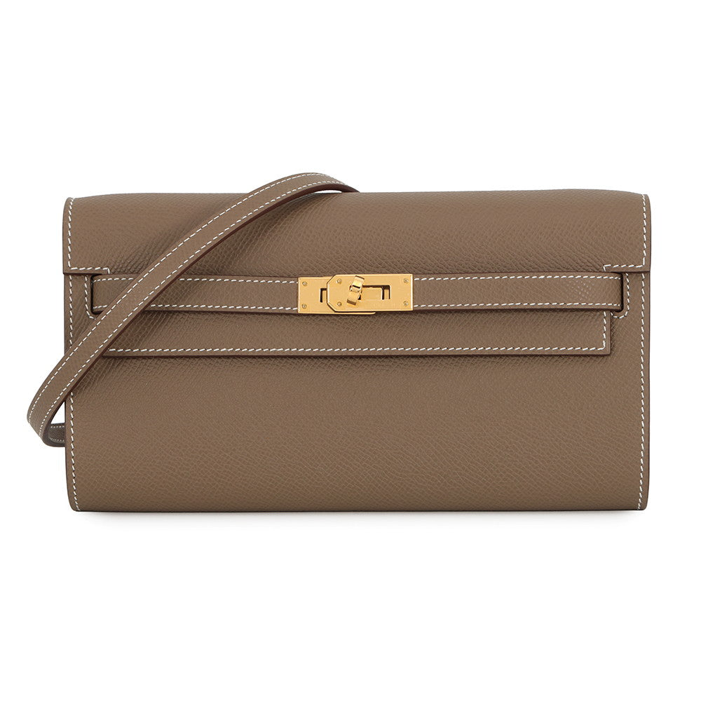 HERMES Kelly wallet long to go Etoupe Epsom