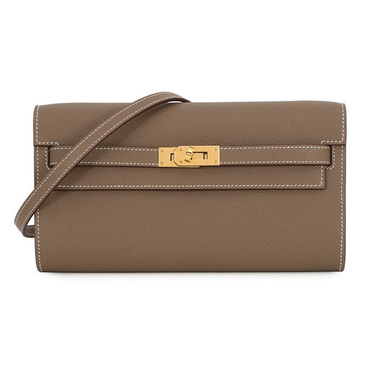 HERMES Kelly wallet long to go Etoupe Epsom