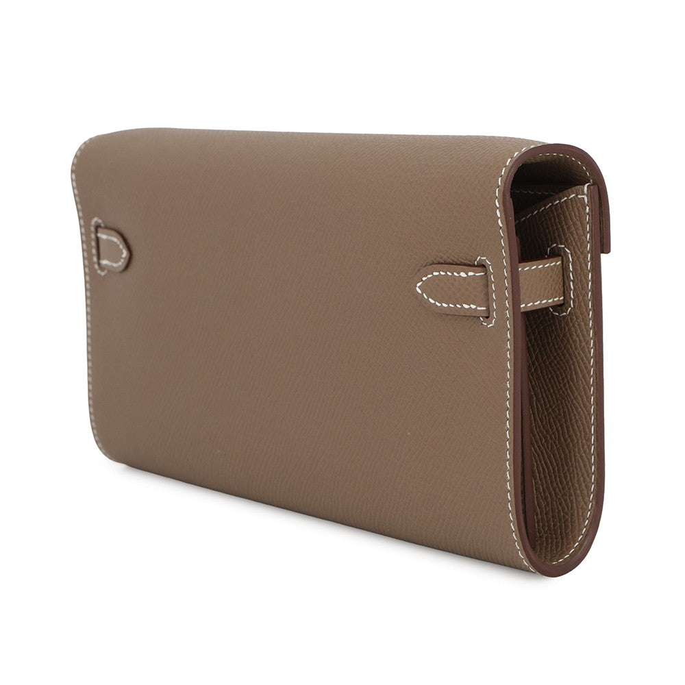 HERMES Kelly wallet long to go Etoupe Epsom