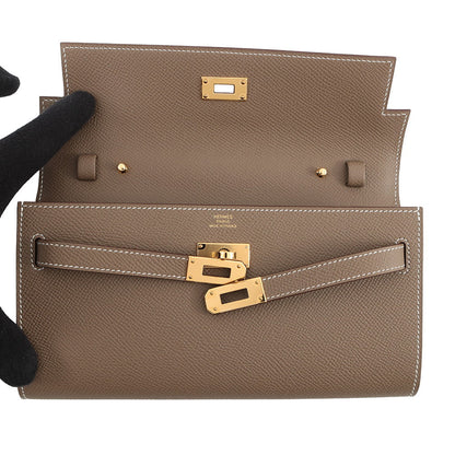 HERMES Kelly wallet long to go Etoupe Epsom