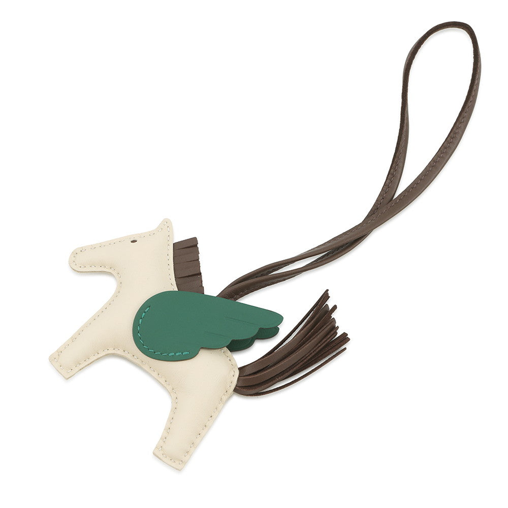 HERMES Rodeo Pegasus Craie/Chocolate/Vert Moyen Lambskin Size PM