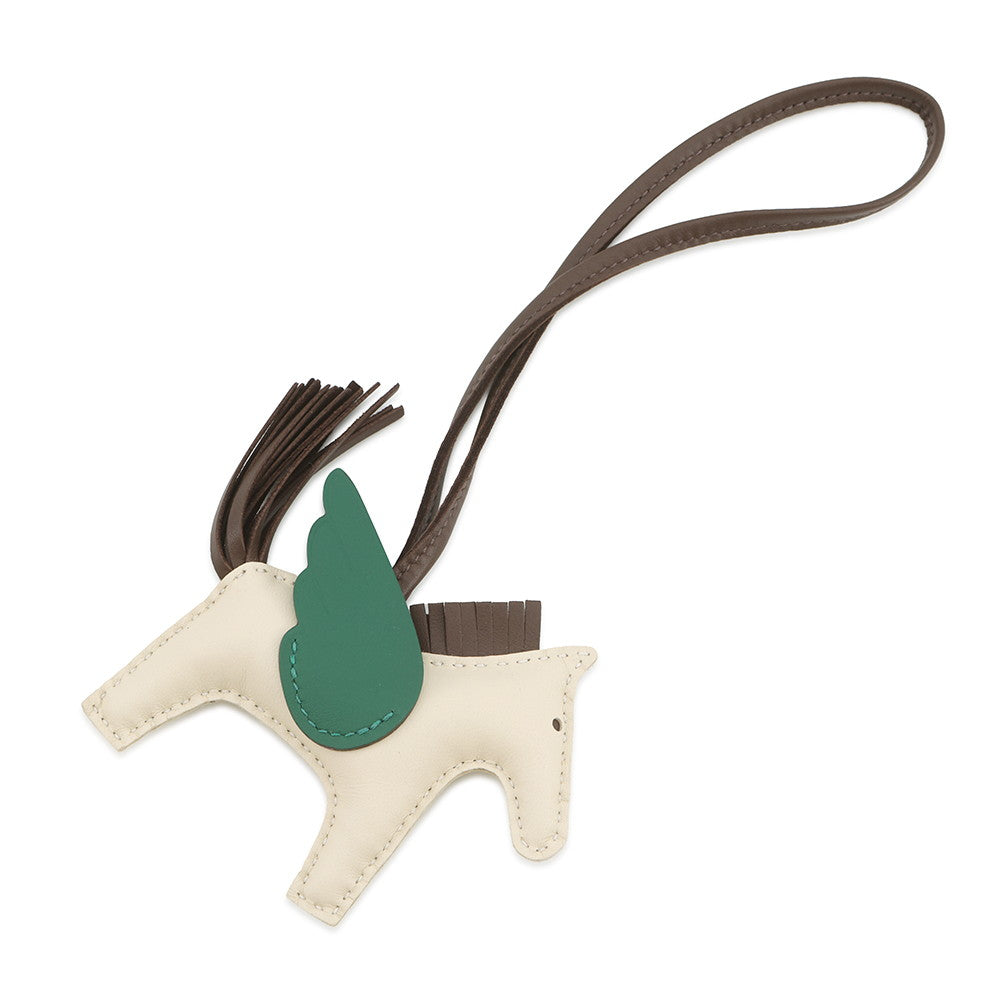 HERMES Rodeo Pegasus Craie/Chocolate/Vert Moyen Lambskin Size PM