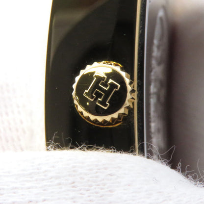 HERMES H Watch GM H34mm×W30mm Stainless Steel Gold Plated Epsom(Black) Silver DialHH1.801