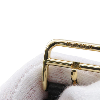 HERMES H Watch GM H34mm×W30mm Stainless Steel Gold Plated Epsom(Black) Silver DialHH1.801