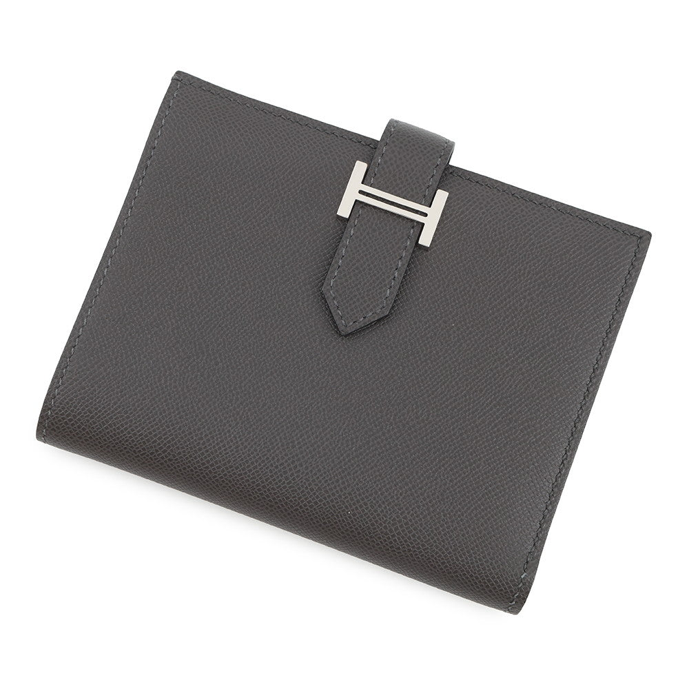 HERMES Bean compact Ardoise Veau Madame