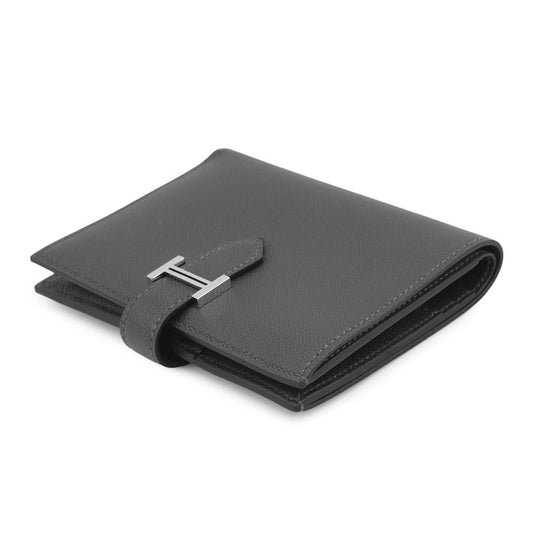 HERMES Bean compact Ardoise Veau Madame