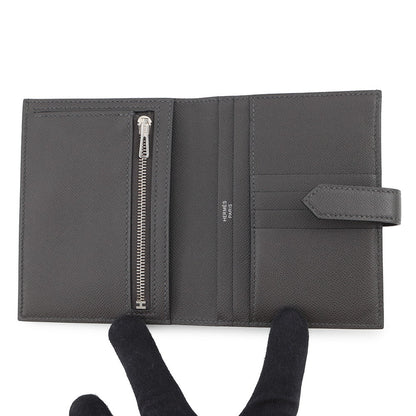 HERMES Bean compact Ardoise Veau Madame