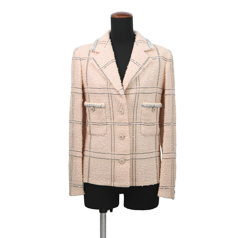 CHANEL CC LogoButton TweedJacket Size 34 Pink/BlackP71173 Wool76% Acryl22% Polyester1% Polyamide1%