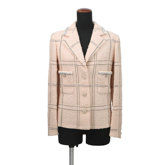 CHANEL CC LogoButton TweedJacket Size 34 Pink/BlackP71173 Wool76% Acryl22% Polyester1% Polyamide1%