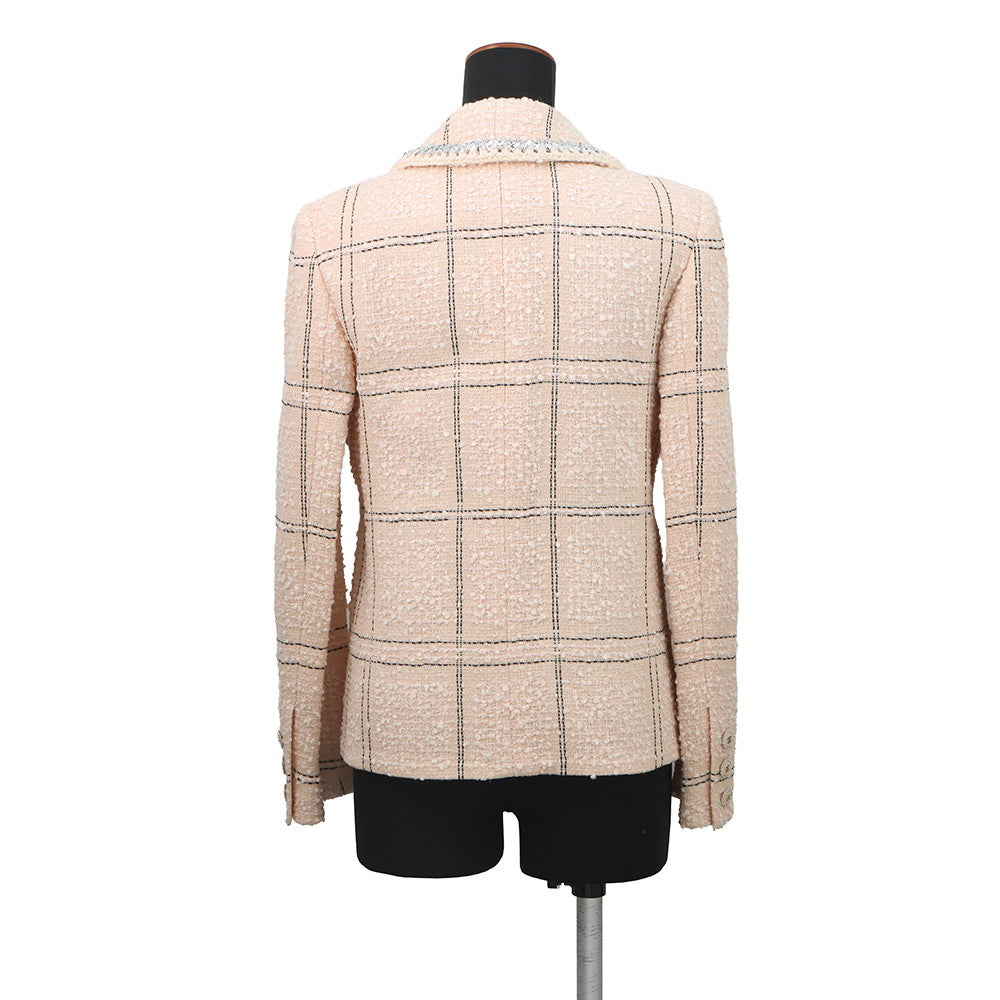 CHANEL CC LogoButton TweedJacket Size 34 Pink/BlackP71173 Wool76% Acryl22% Polyester1% Polyamide1%