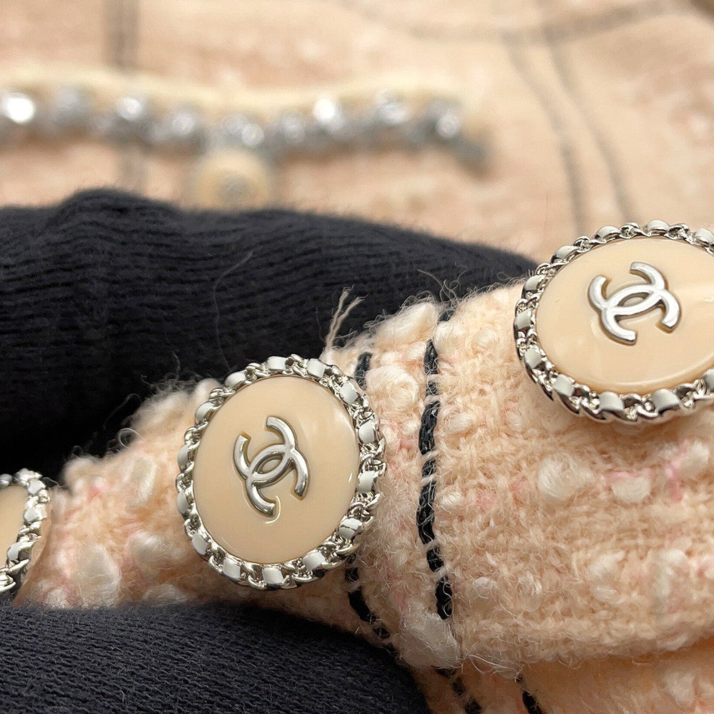 CHANEL CC LogoButton TweedJacket Size 34 Pink/BlackP71173 Wool76% Acryl22% Polyester1% Polyamide1%