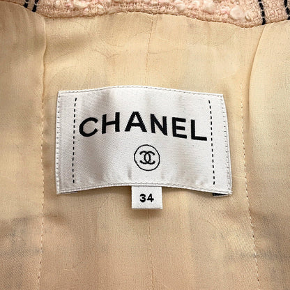 CHANEL CC LogoButton TweedJacket Size 34 Pink/BlackP71173 Wool76% Acryl22% Polyester1% Polyamide1%