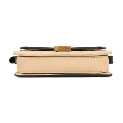 SAINT LAURENT PARIS Solferino Shoulder Bag Beige/Black739139 Nubuck Leather Patent Leather Size Small