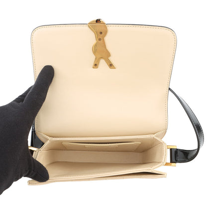 SAINT LAURENT PARIS Solferino Shoulder Bag Beige/Black739139 Nubuck Leather Patent Leather Size Small