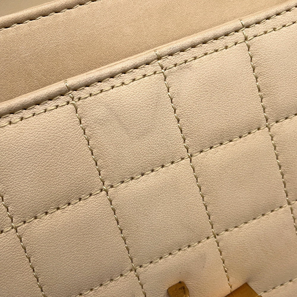 SAINT LAURENT PARIS Solferino Shoulder Bag Beige/Black739139 Nubuck Leather Patent Leather Size Small