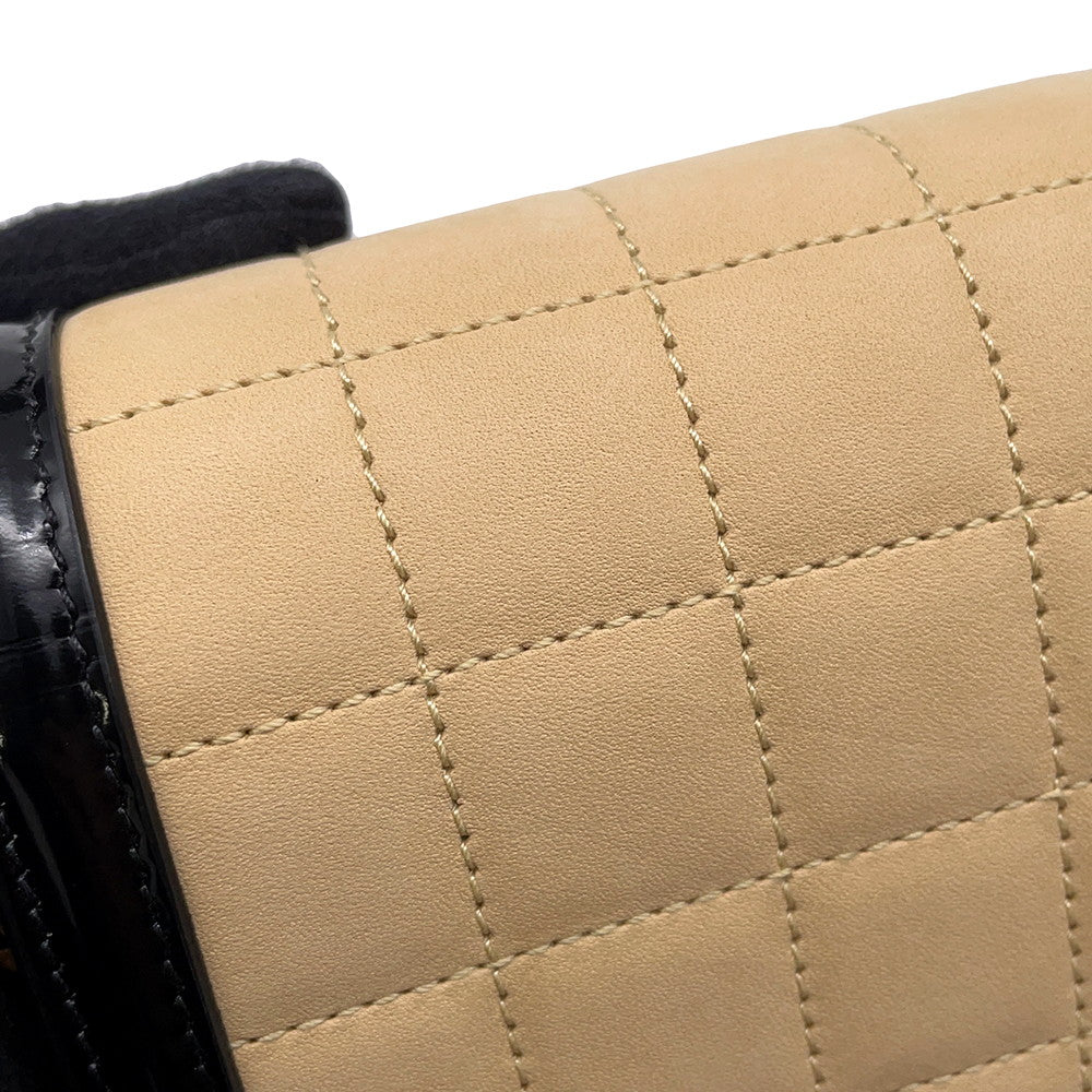 SAINT LAURENT PARIS Solferino Shoulder Bag Beige/Black739139 Nubuck Leather Patent Leather Size Small