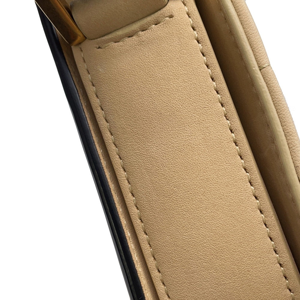SAINT LAURENT PARIS Solferino Shoulder Bag Beige/Black739139 Nubuck Leather Patent Leather Size Small