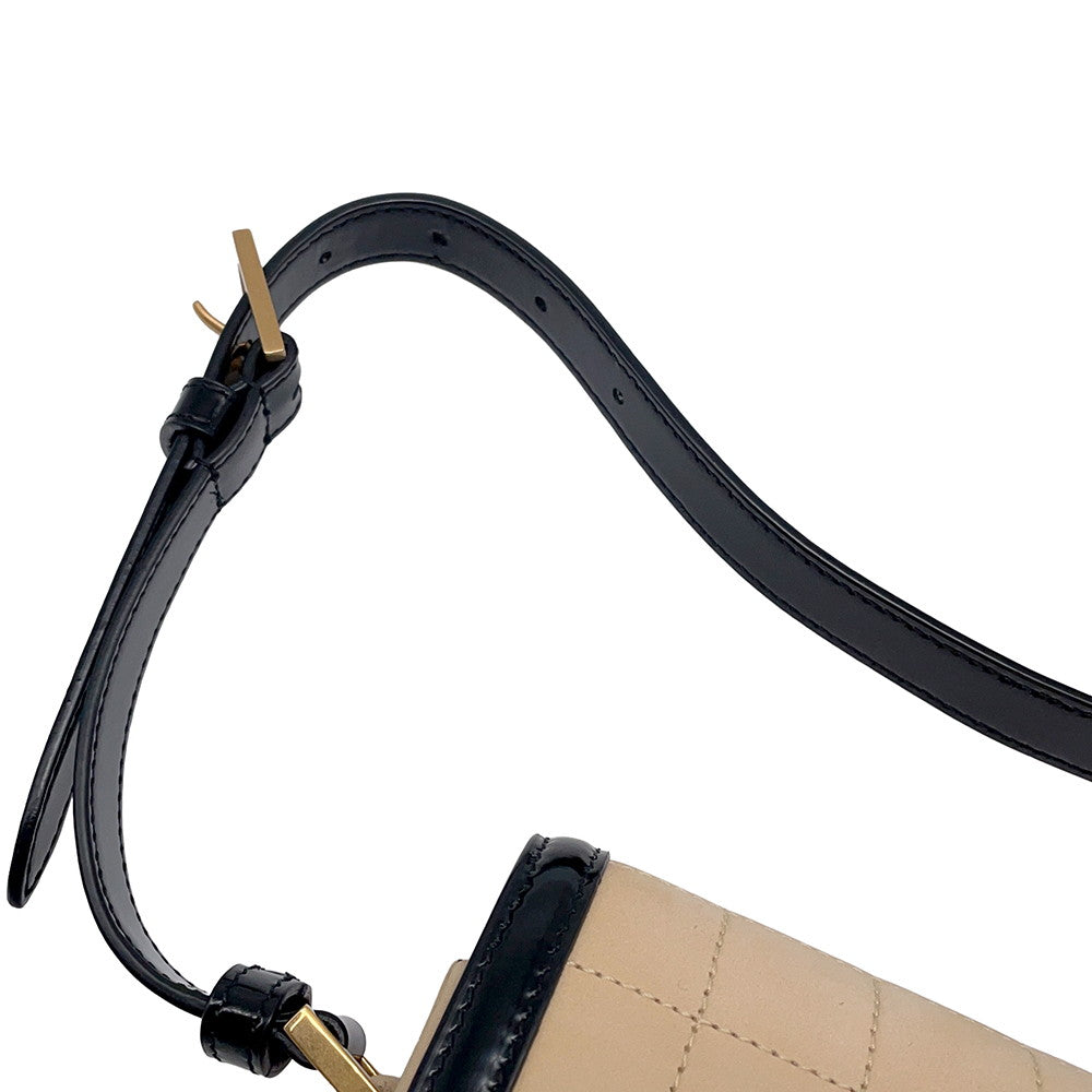 SAINT LAURENT PARIS Solferino Shoulder Bag Beige/Black739139 Nubuck Leather Patent Leather Size Small