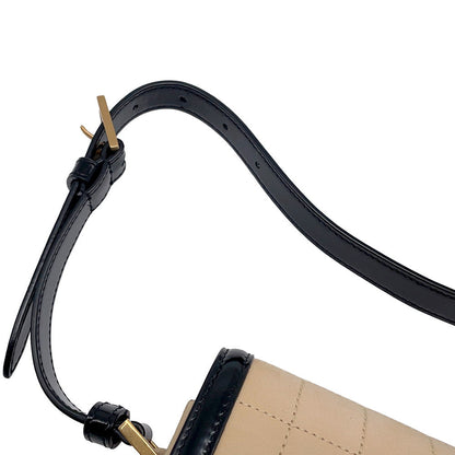 SAINT LAURENT PARIS Solferino Shoulder Bag Beige/Black739139 Nubuck Leather Patent Leather Size Small