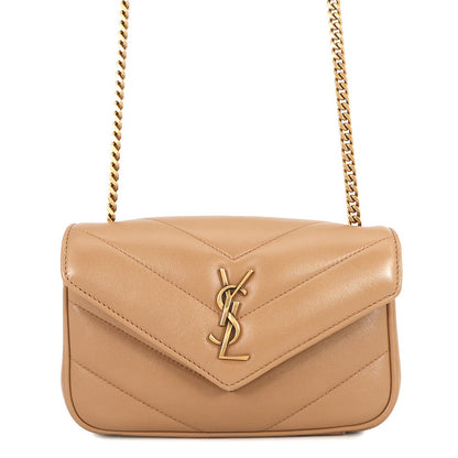 SAINT LAURENT PARIS Loulou Toy Chain Shoulder Bag Natural Tan821749 Lambskin Size Mini