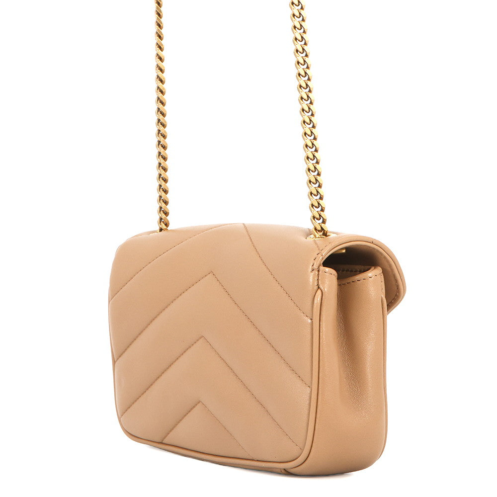 SAINT LAURENT PARIS Loulou Toy Chain Shoulder Bag Natural Tan821749 Lambskin Size Mini