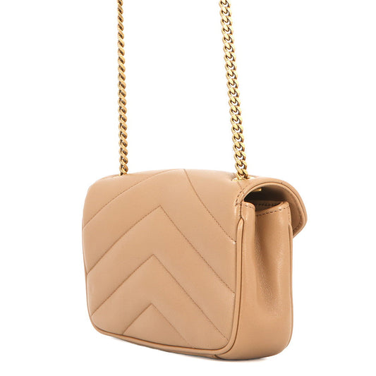 SAINT LAURENT PARIS Loulou Toy Chain Shoulder Bag Natural Tan821749 Lambskin Size Mini