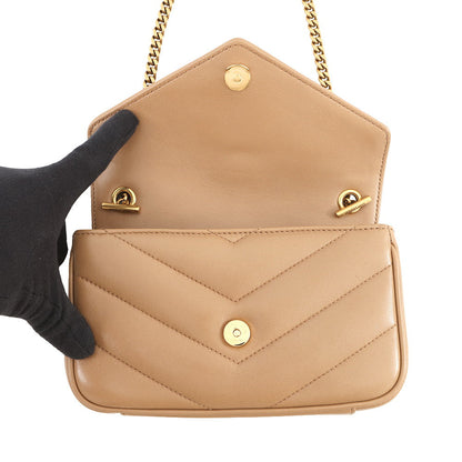 SAINT LAURENT PARIS Loulou Toy Chain Shoulder Bag Natural Tan821749 Lambskin Size Mini